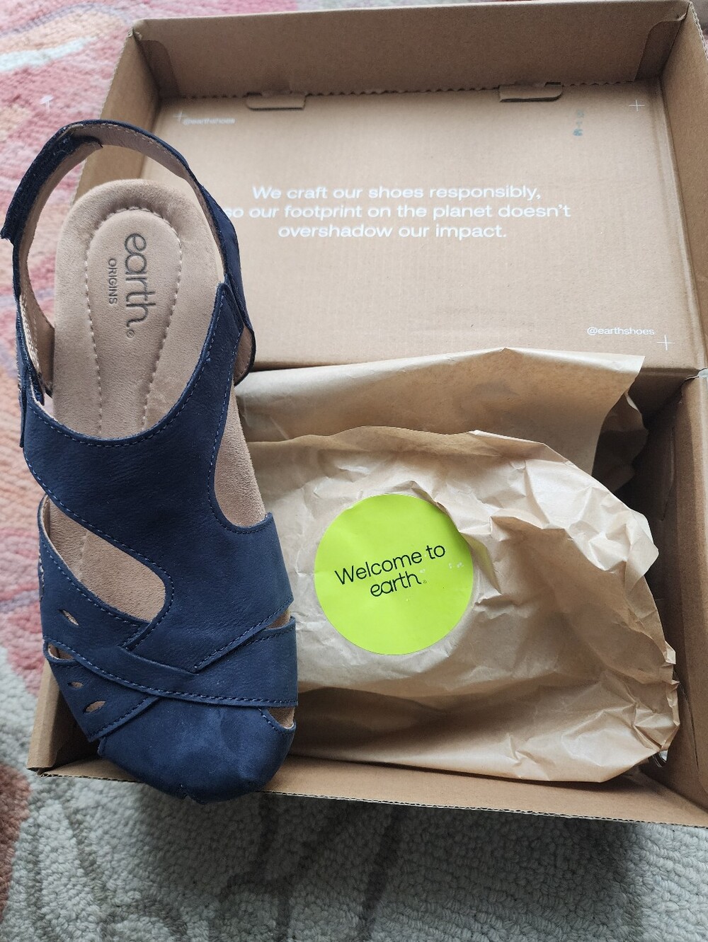 Earth Origins Womens Navy Suede Slingback Sandals - Picture 7 of 10